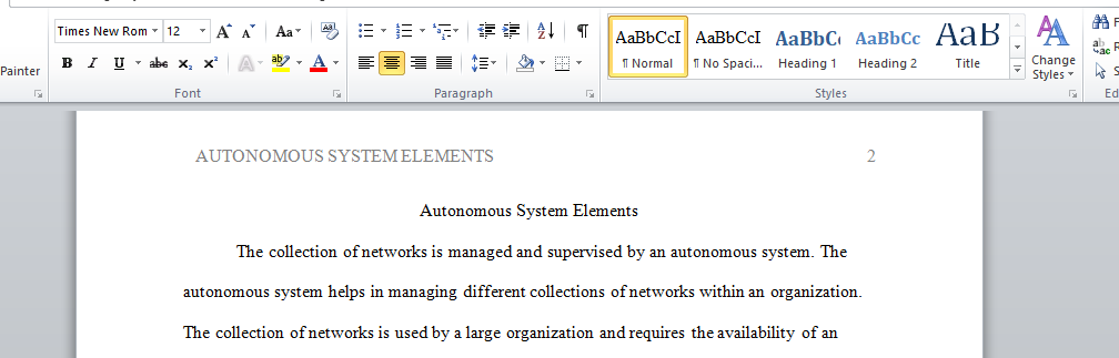 Autonomous System Elements