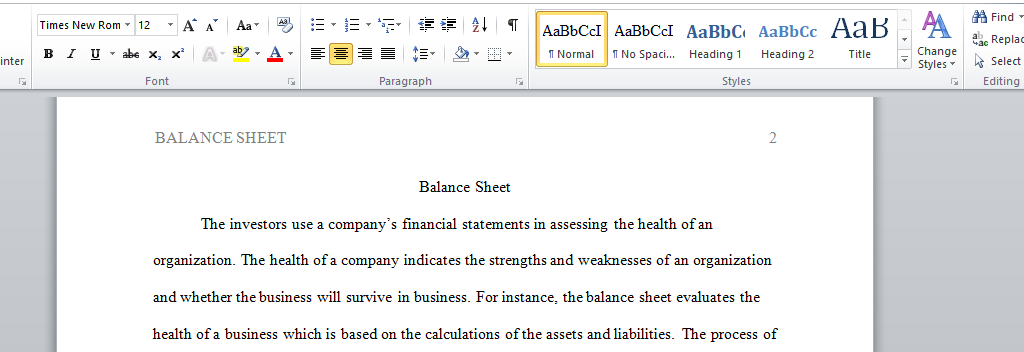 Balance Sheet