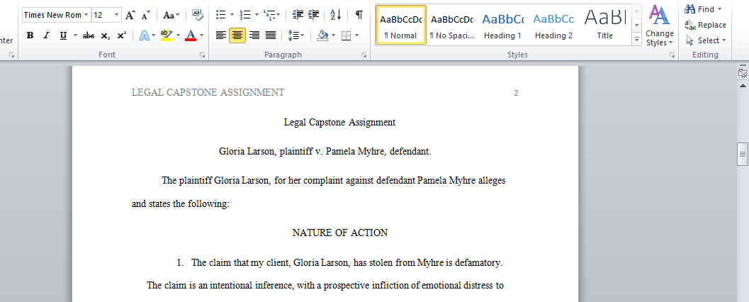 Legal Capstone Assignment