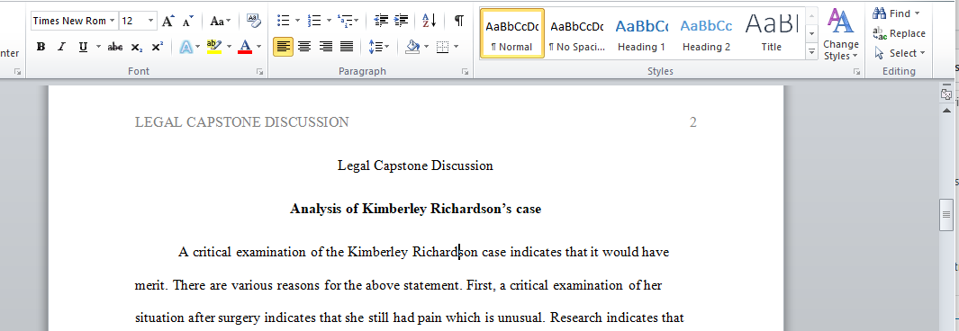 Legal Capstone Discussion