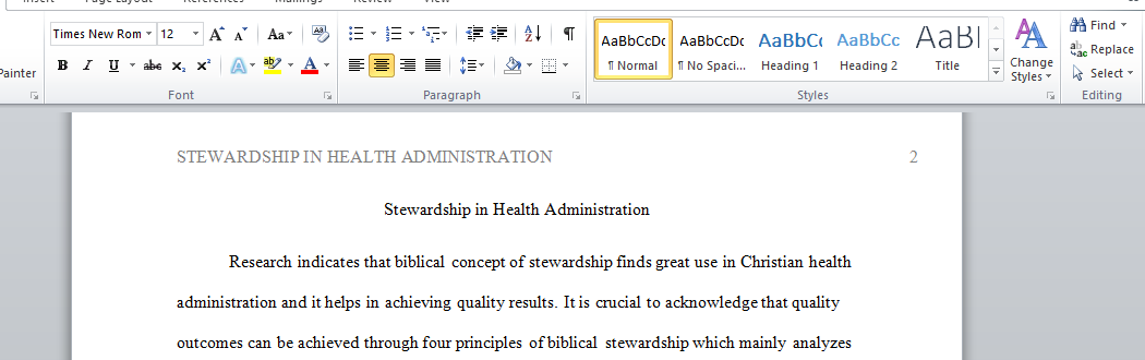 Stewardship in Health Administration