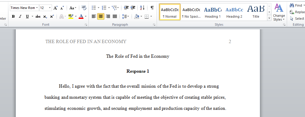 The Role of Fed in the Economy