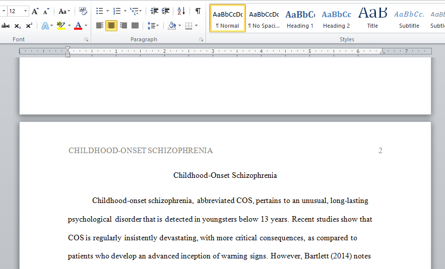 childhood onset schizophrenia