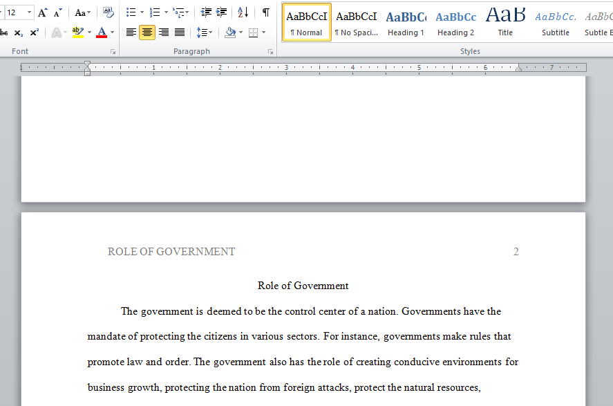 role of government