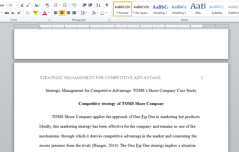 strategic management at TOMS