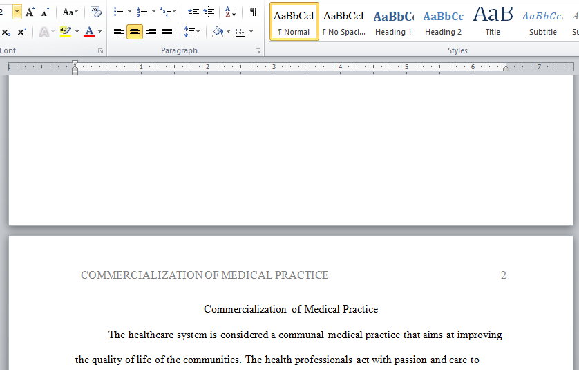 commercialization of medical practice