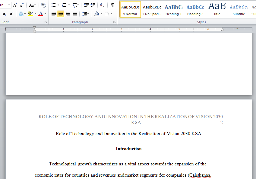 role of technology and innovation in the realization of Vision 2030 KSA