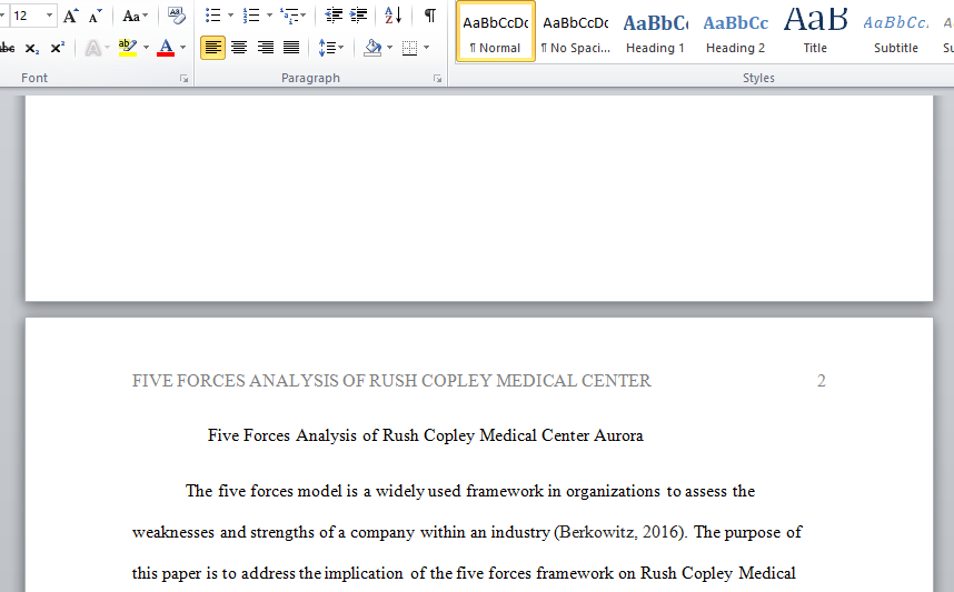 five forces analysis of rush copley medical center aurora