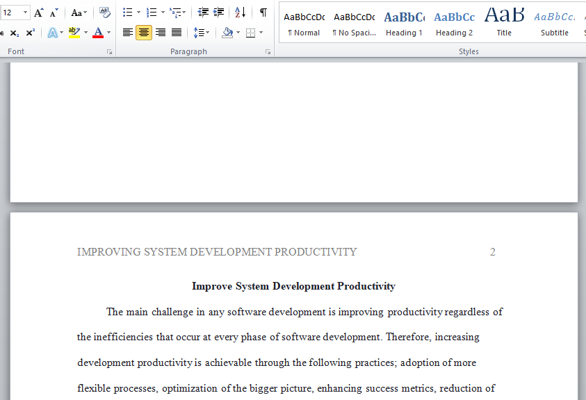 improving system development productivity