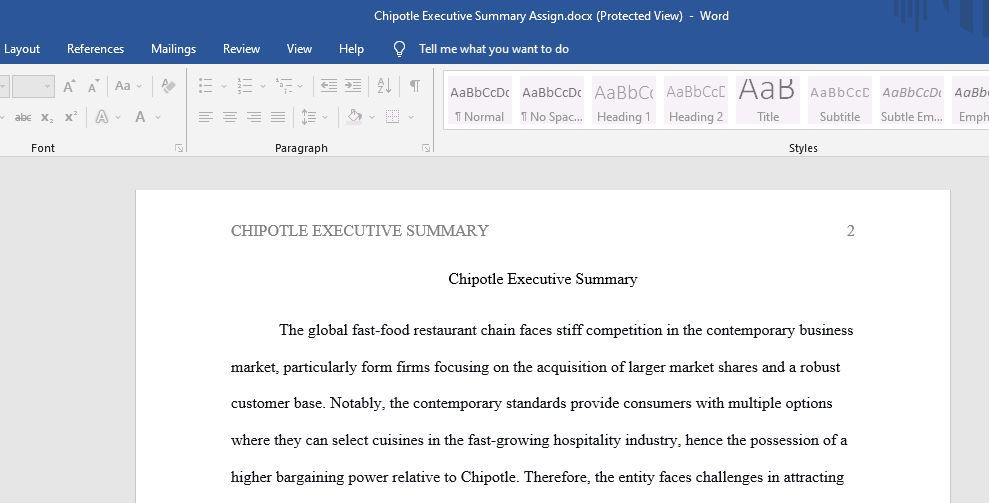 Chipotle Executive Summary - Essay Counter