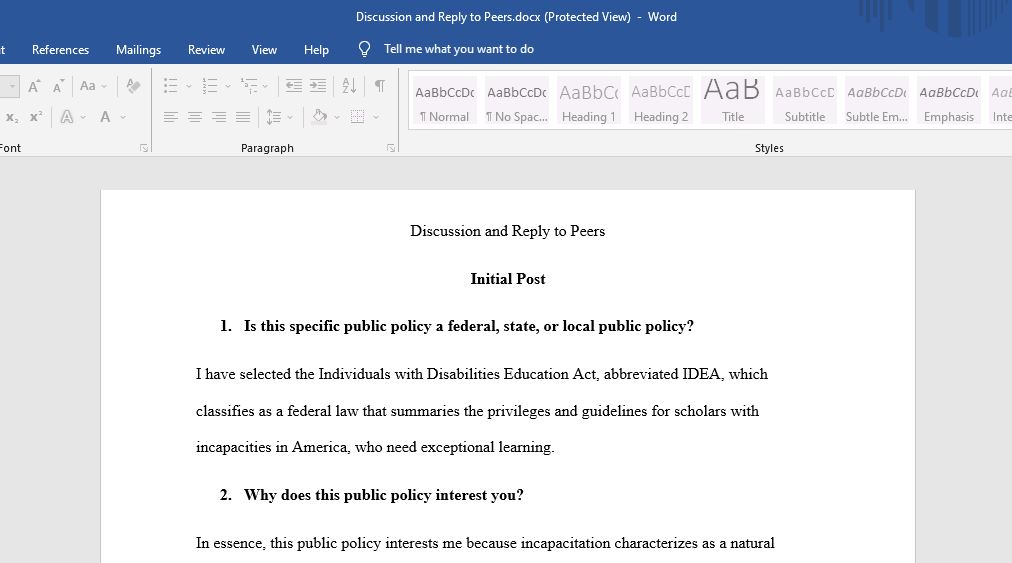 this paper provides a discussion of a federal act on education,