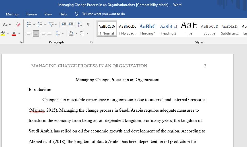 omprehensive Change Management Process, including its origination and implementation. To complete this project, address the following